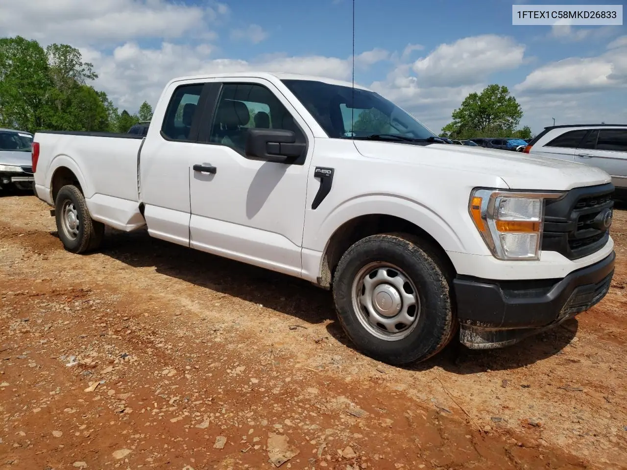 2021 Ford F150 Super Cab VIN: 1FTEX1C58MKD26833 Lot: 51986015
