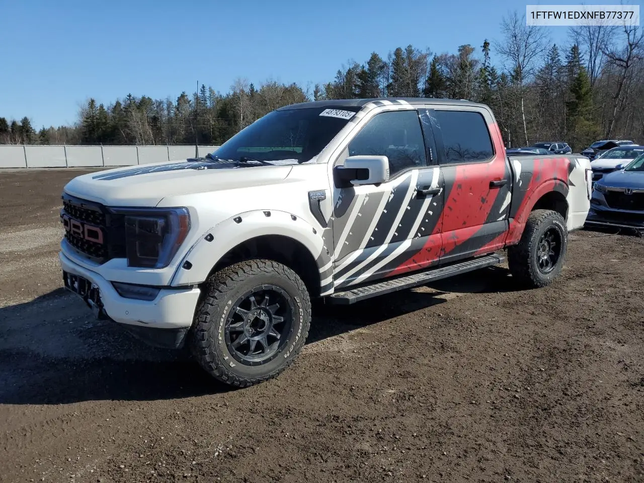 2022 Ford F150 Supercrew VIN: 1FTFW1EDXNFB77377 Lot: 48793105