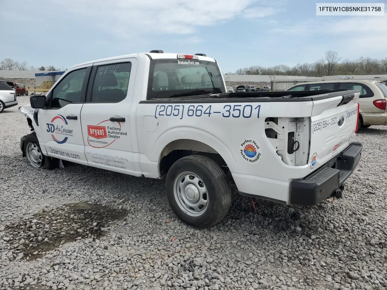 2022 Ford F150 Supercrew VIN: 1FTEW1CB5NKE31758 Lot: 50913955