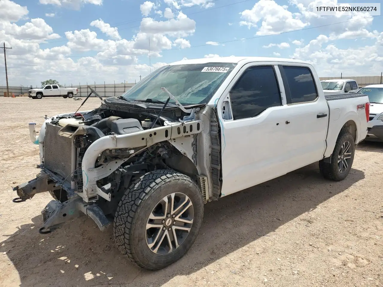 2022 Ford F150 Supercrew VIN: 1FTFW1E52NKE60274 Lot: 53676675
