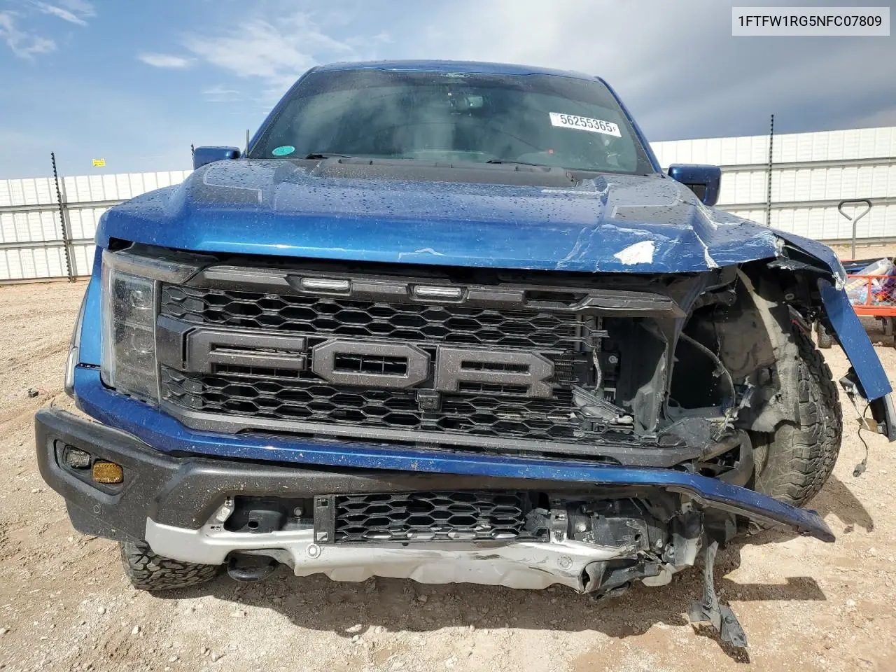 2022 Ford F150 Raptor VIN: 1FTFW1RG5NFC07809 Lot: 56255365