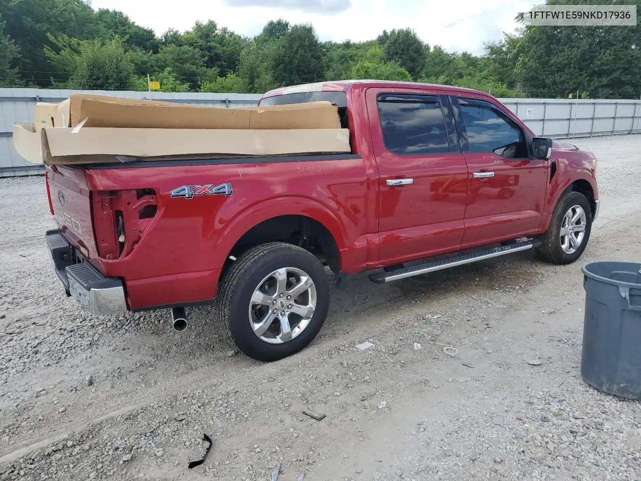 2022 Ford F150 Supercrew VIN: 1FTFW1E59NKD17936 Lot: 61738945