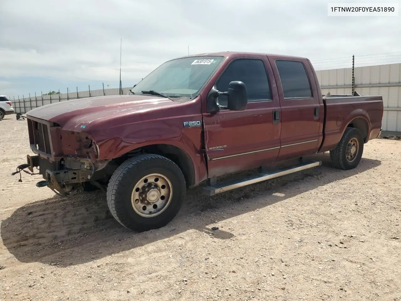 2000 Ford F250 Super Duty VIN: 1FTNW20F0YEA51890 Lot: 56381515