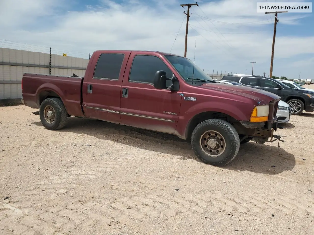 2000 Ford F250 Super Duty VIN: 1FTNW20F0YEA51890 Lot: 56381515