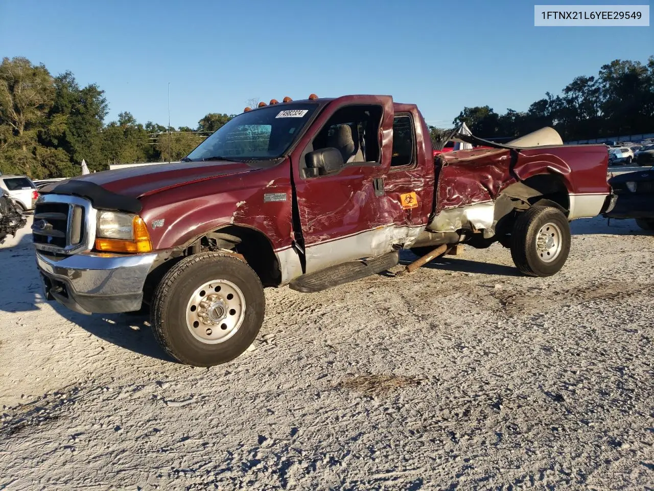 2000 Ford F250 Super Duty VIN: 1FTNX21L6YEE29549 Lot: 74982324