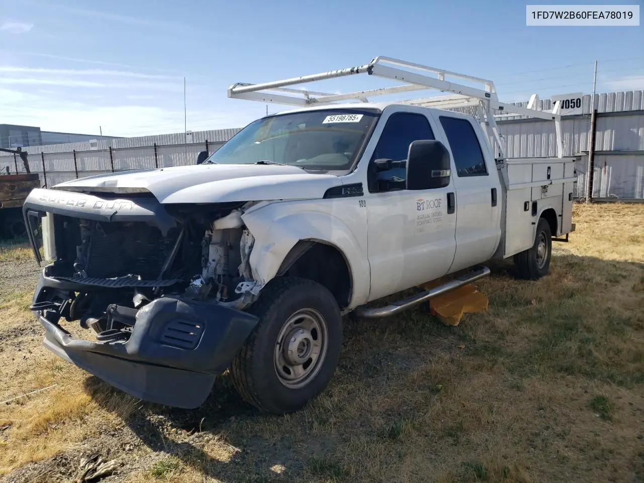 2015 Ford F250 Super Duty VIN: 1FD7W2B60FEA78019 Lot: 55198785