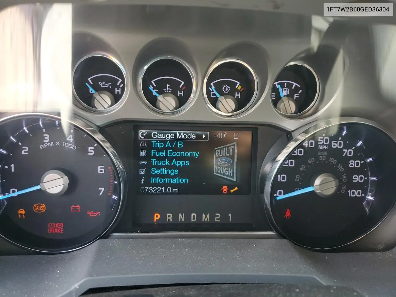 2016 Ford F250 Super Duty VIN: 1FT7W2B60GED36304 Lot: 62819995