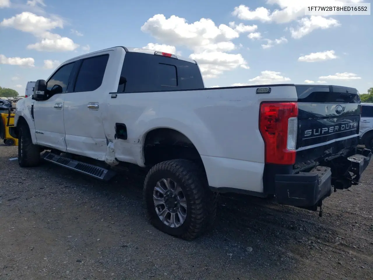 2017 Ford F250 Super Duty VIN: 1FT7W2BT8HED16552 Lot: 62706195