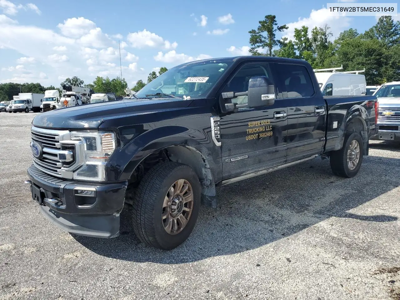 2021 Ford F250 Super Duty VIN: 1FT8W2BT5MEC31649 Lot: 62272435
