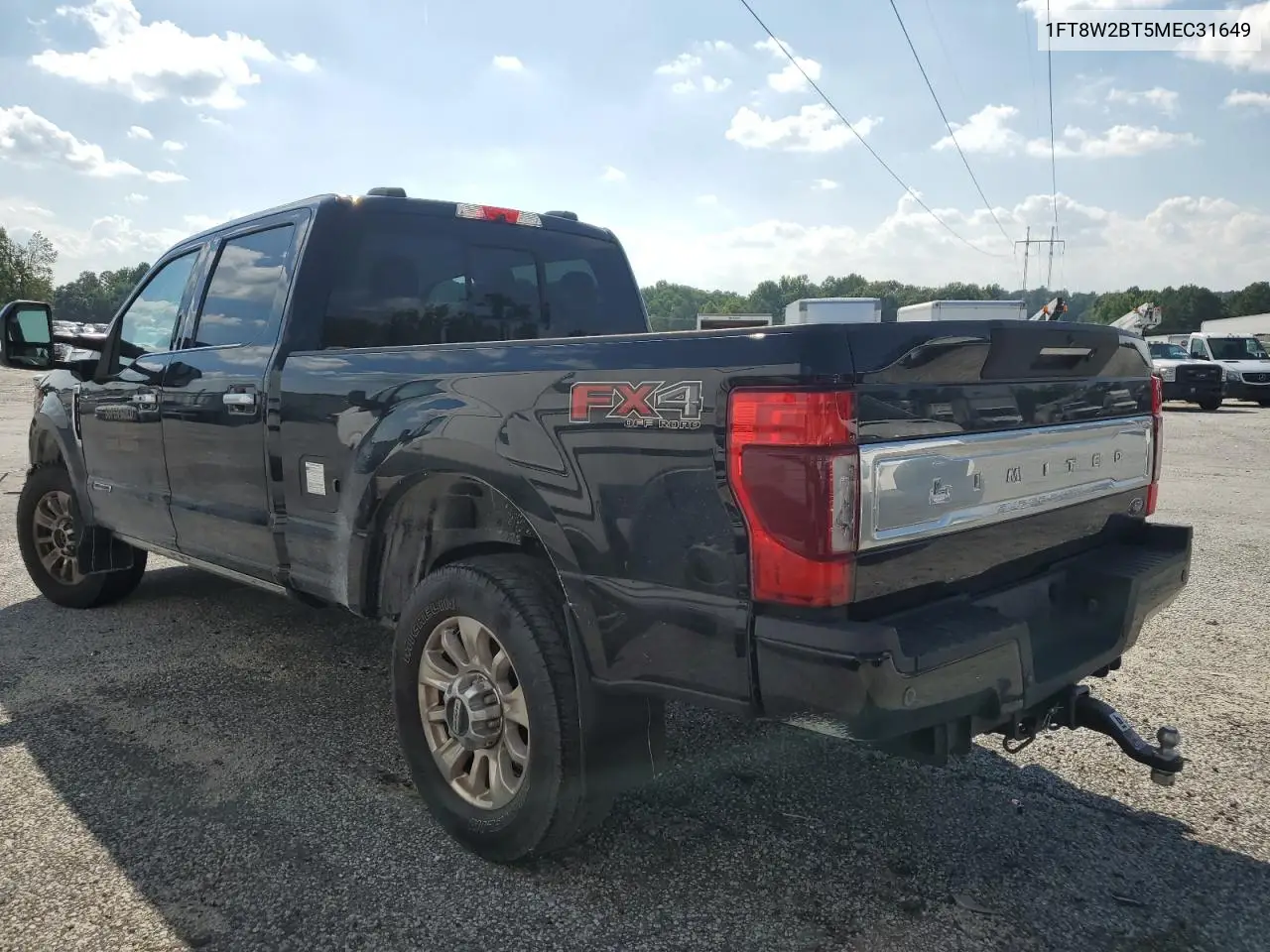 2021 Ford F250 Super Duty VIN: 1FT8W2BT5MEC31649 Lot: 62272435