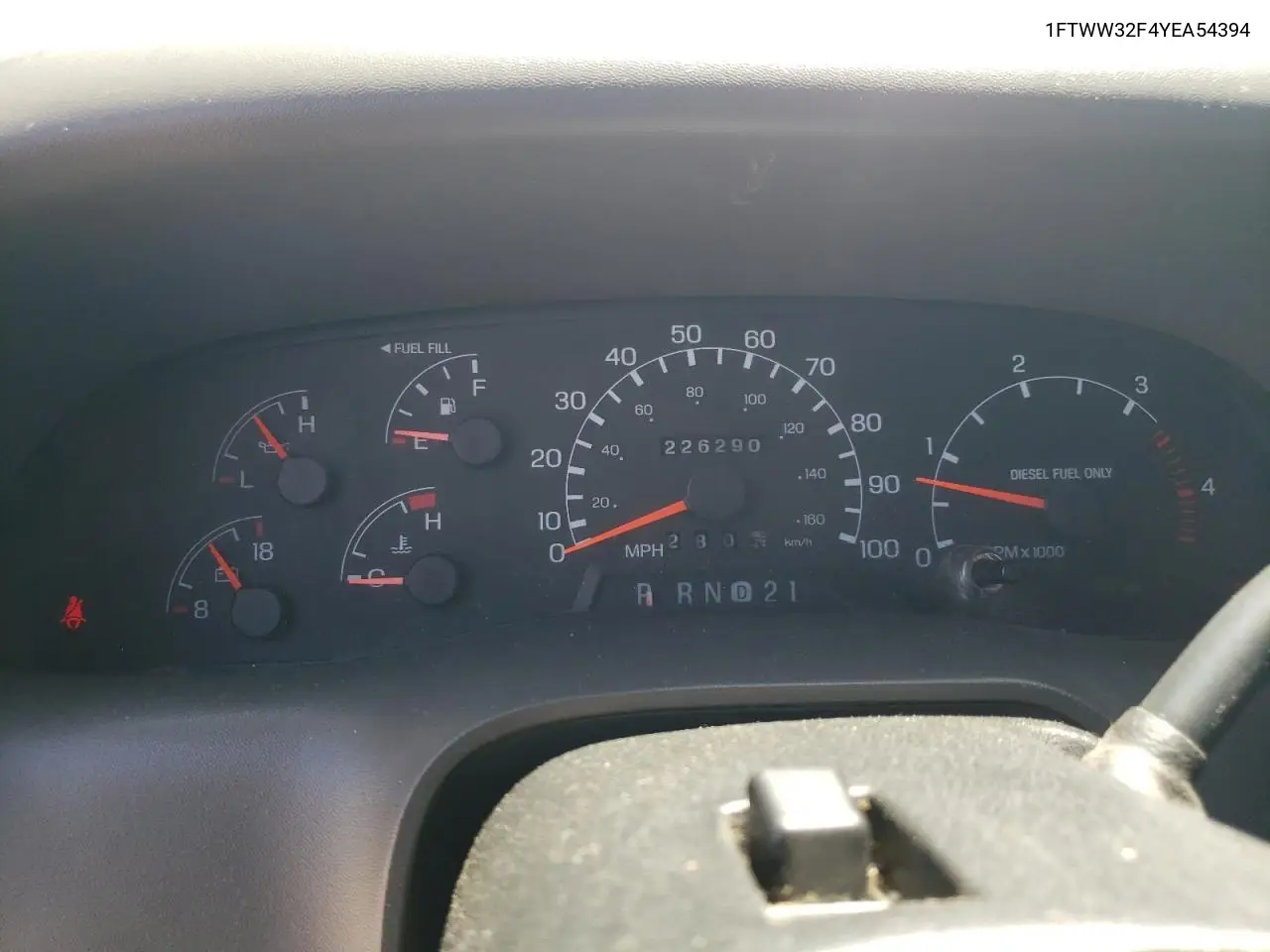 2000 Ford F350 Super Duty VIN: 1FTWW32F4YEA54394 Lot: 62365595