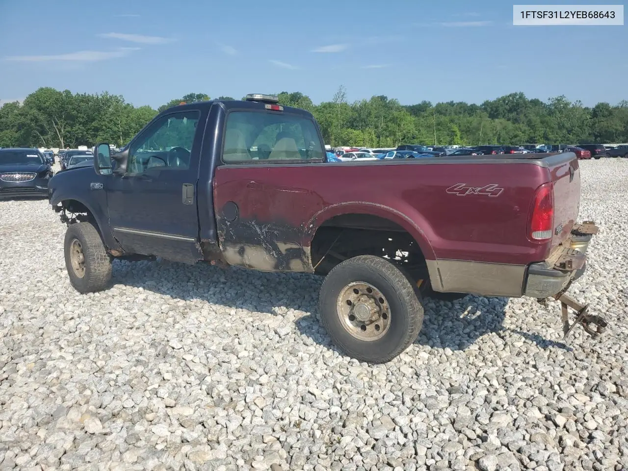 2000 Ford F350 Srw Super Duty VIN: 1FTSF31L2YEB68643 Lot: 62538365