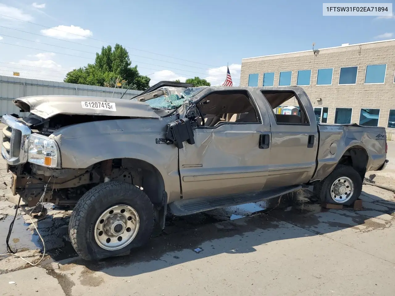2002 Ford F350 Srw Super Duty VIN: 1FTSW31F02EA71894 Lot: 61207415