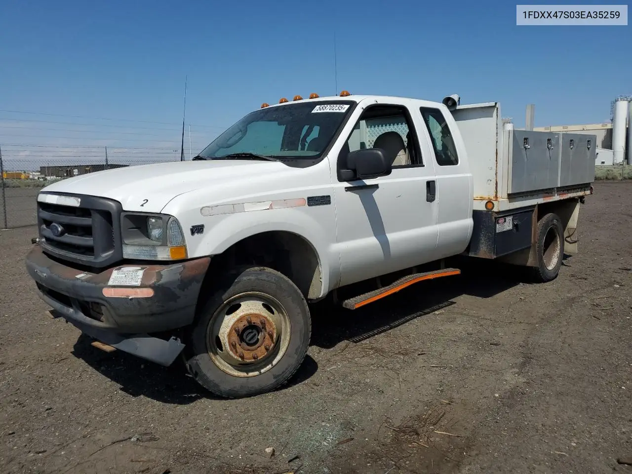 2003 Ford F450 Super Duty VIN: 1FDXX47S03EA35259 Lot: 58870235