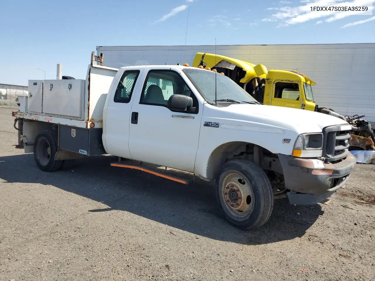 2003 Ford F450 Super Duty VIN: 1FDXX47S03EA35259 Lot: 58870235