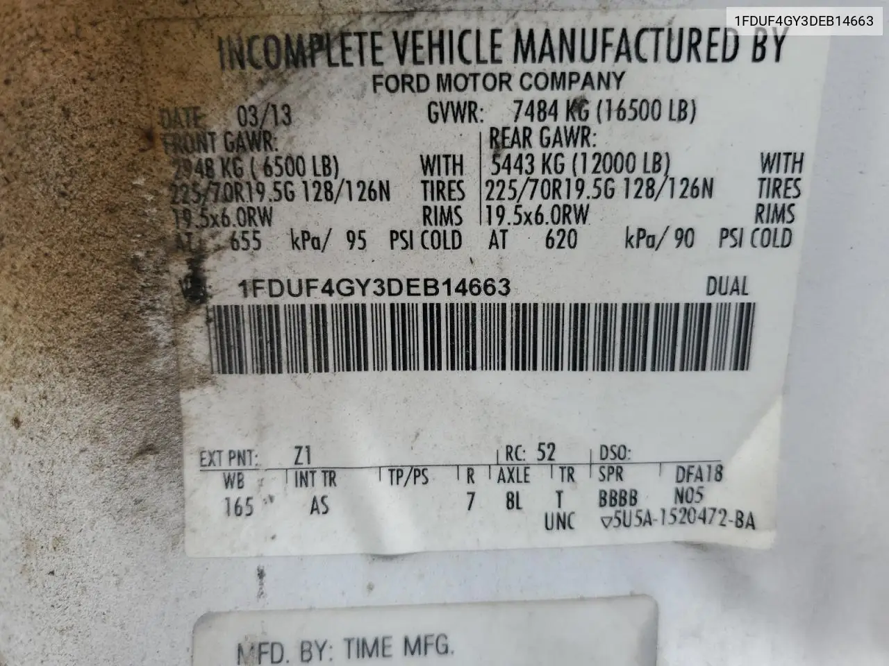 2013 Ford F450 Super Duty Bucket Truck VIN: 1FDUF4GY3DEB14663 Lot: 53128235