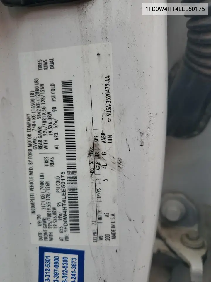 2020 Ford F450 Super Duty VIN: 1FD0W4HT4LEE50175 Lot: 48884365