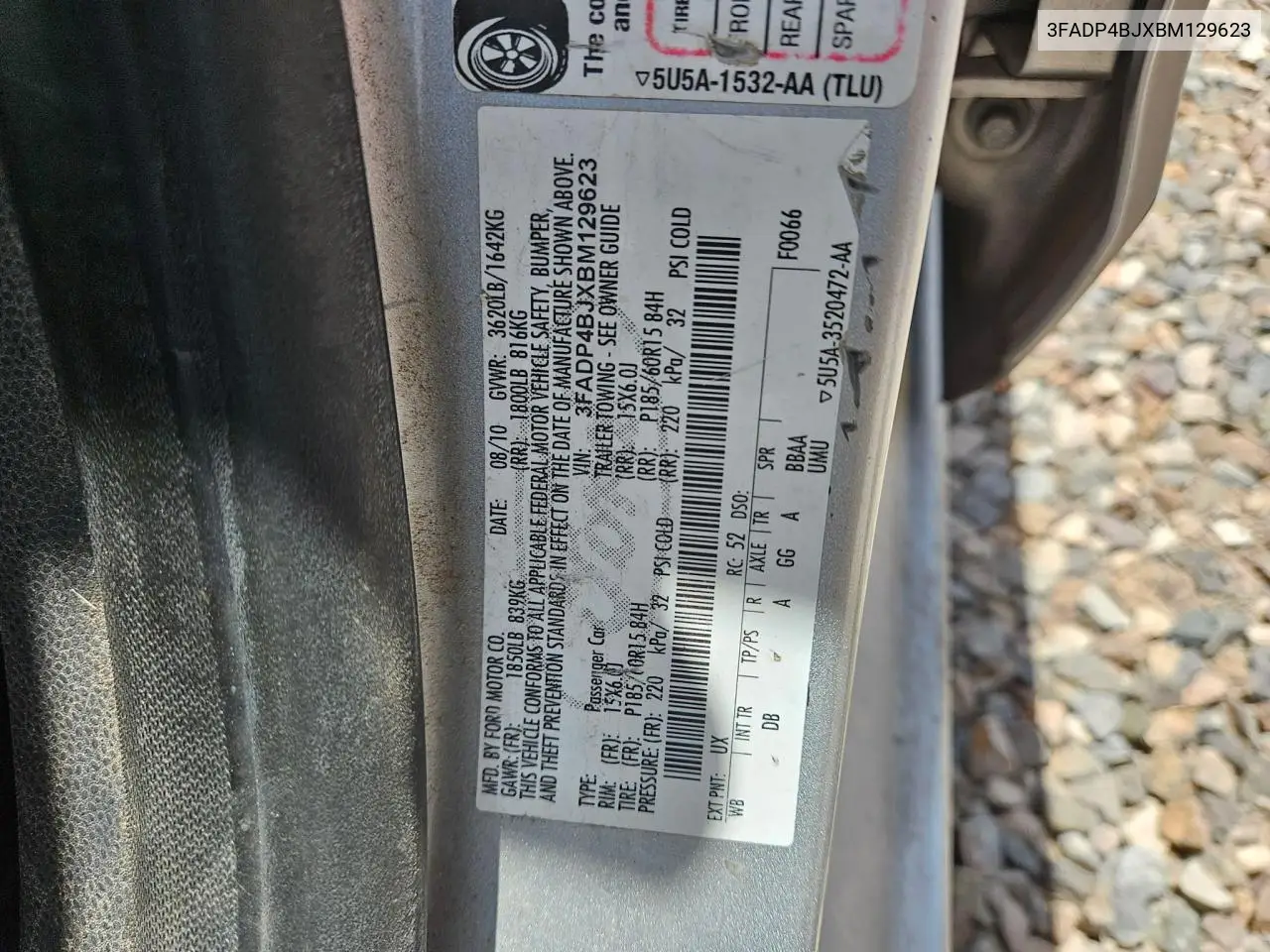 2011 Ford Fiesta Se VIN: 3FADP4BJXBM129623 Lot: 57186845