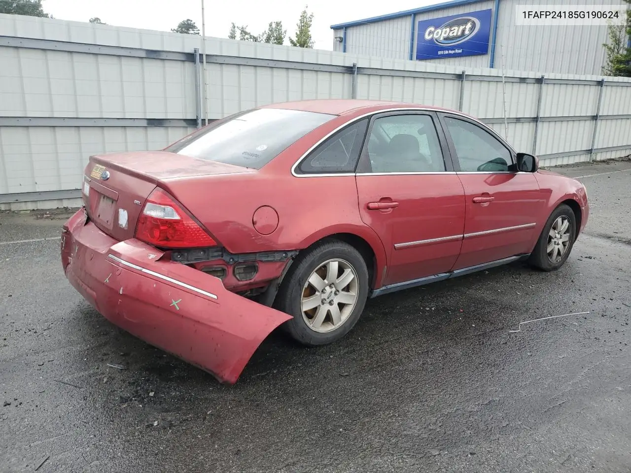 2005 Ford Five Hundred Sel VIN: 1FAFP24185G190624 Lot: 56364185