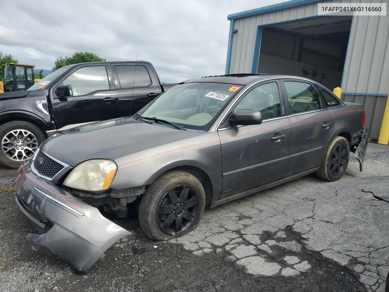 2006 Ford Five Hundred Sel VIN: 1FAFP241X6G116560 Lot: 64770325