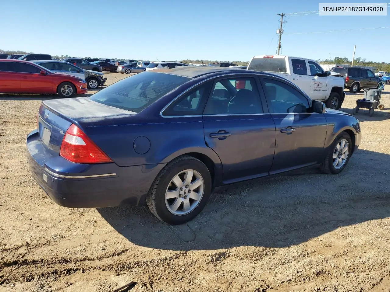 2007 Ford Five Hundred Sel VIN: 1FAHP24187G149020 Lot: 48133675
