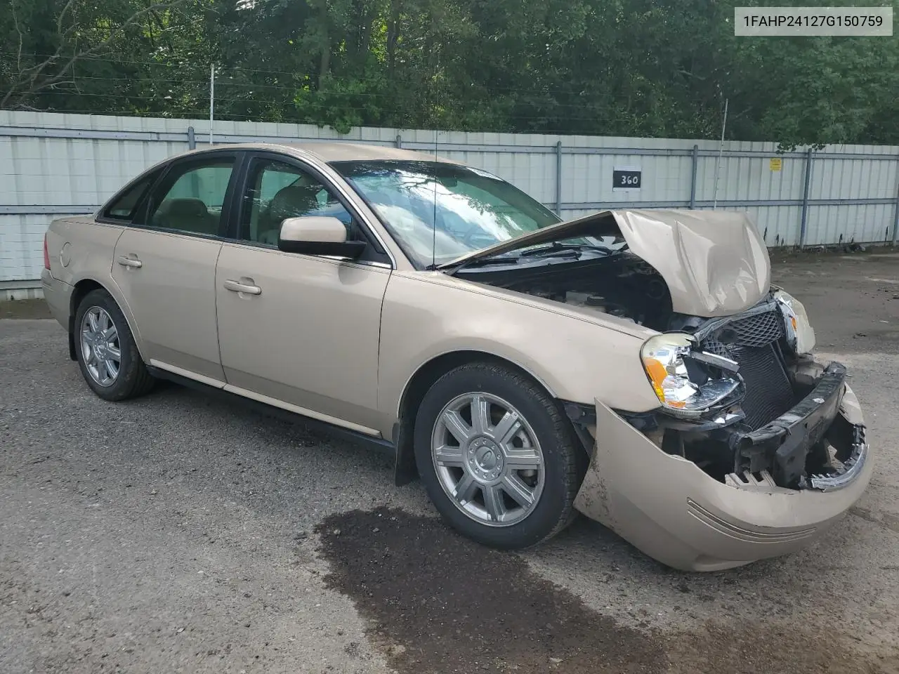 2007 Ford Five Hundred Sel VIN: 1FAHP24127G150759 Lot: 58405375