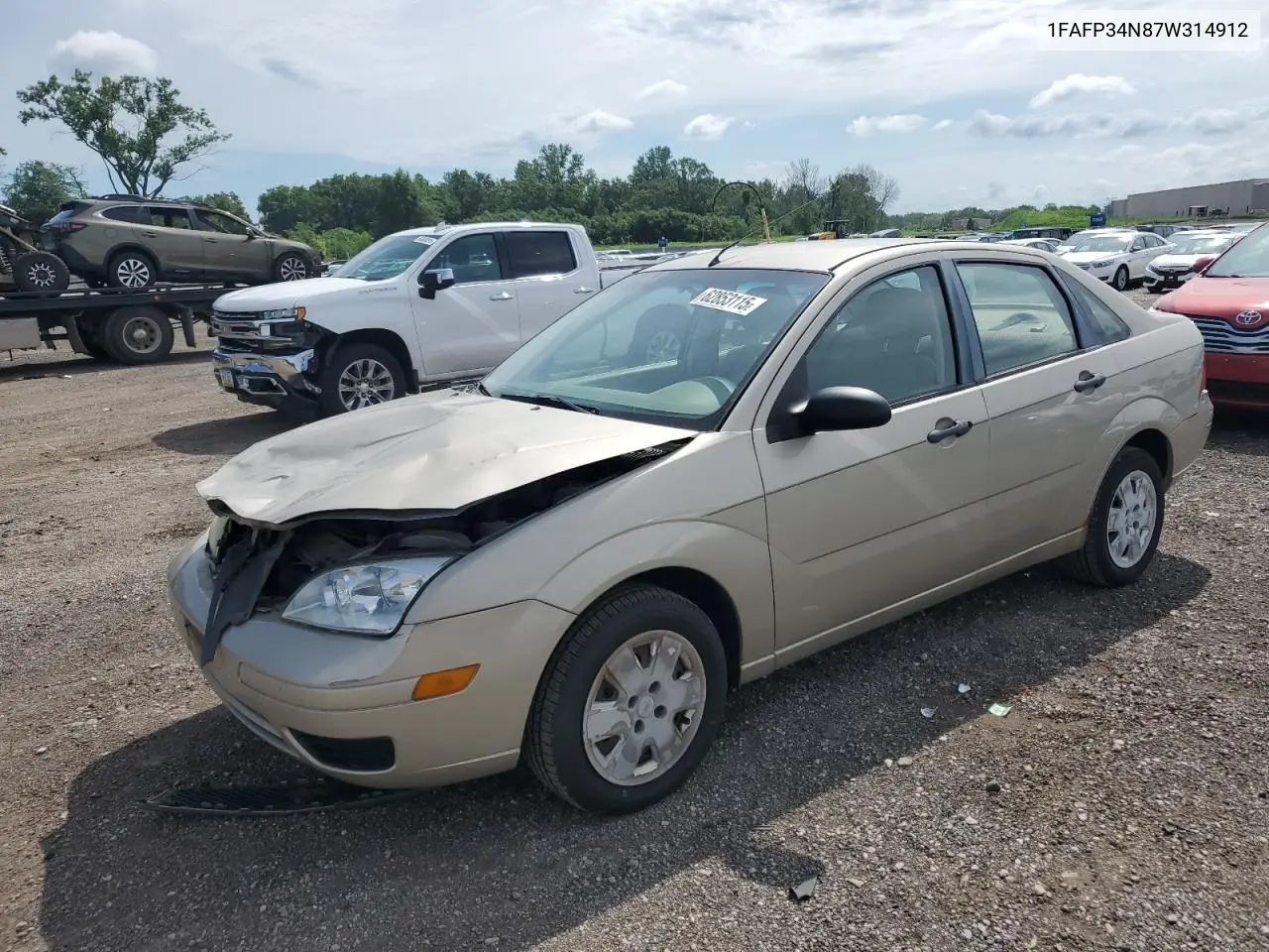 2007 Ford Focus Zx4 VIN: 1FAFP34N87W314912 Lot: 62853115