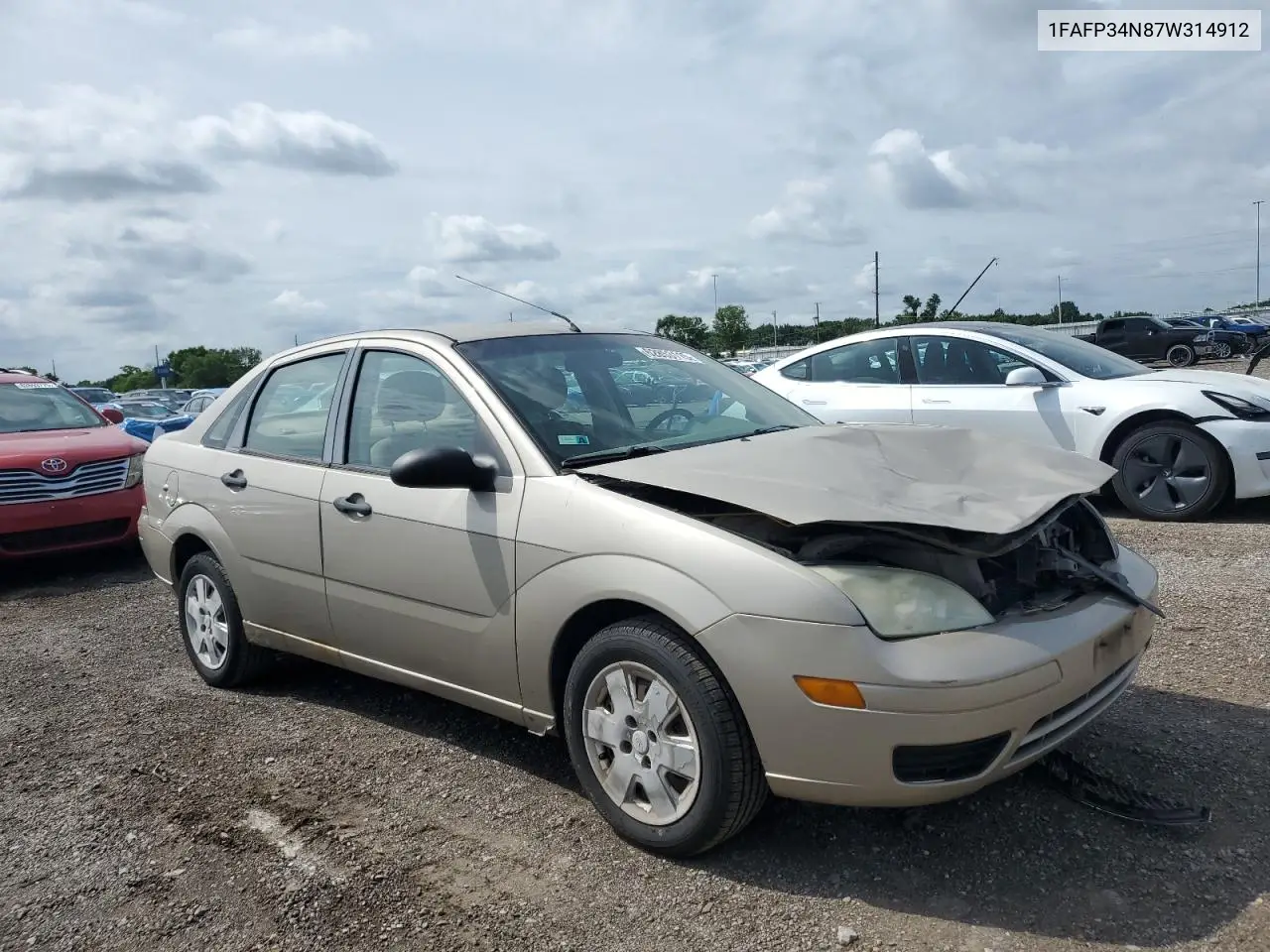 2007 Ford Focus Zx4 VIN: 1FAFP34N87W314912 Lot: 62853115