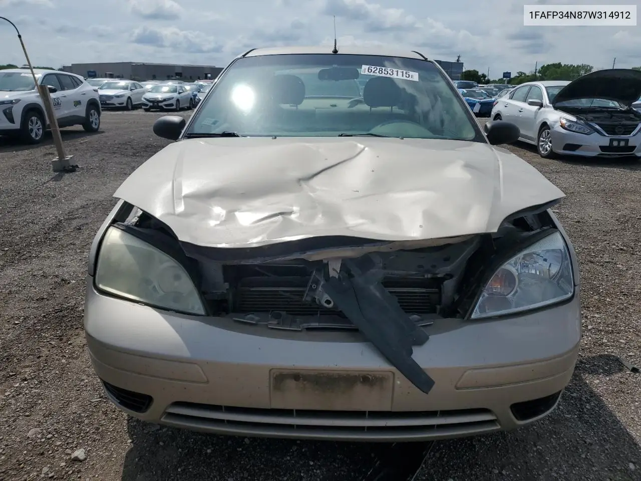 2007 Ford Focus Zx4 VIN: 1FAFP34N87W314912 Lot: 62853115