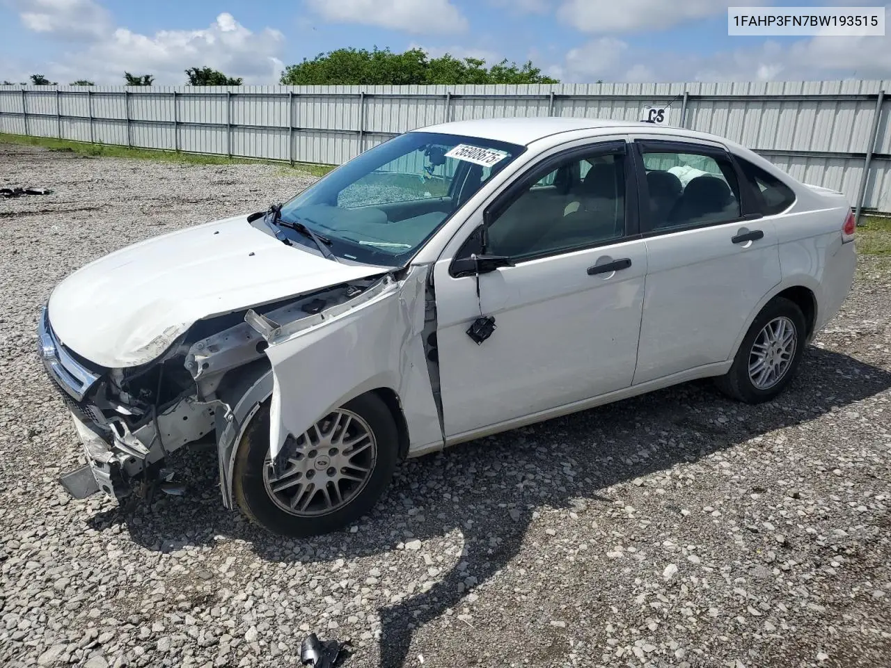2011 Ford Focus Se VIN: 1FAHP3FN7BW193515 Lot: 56908675