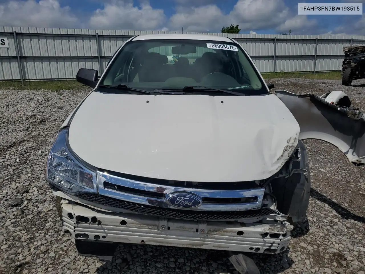 2011 Ford Focus Se VIN: 1FAHP3FN7BW193515 Lot: 56908675