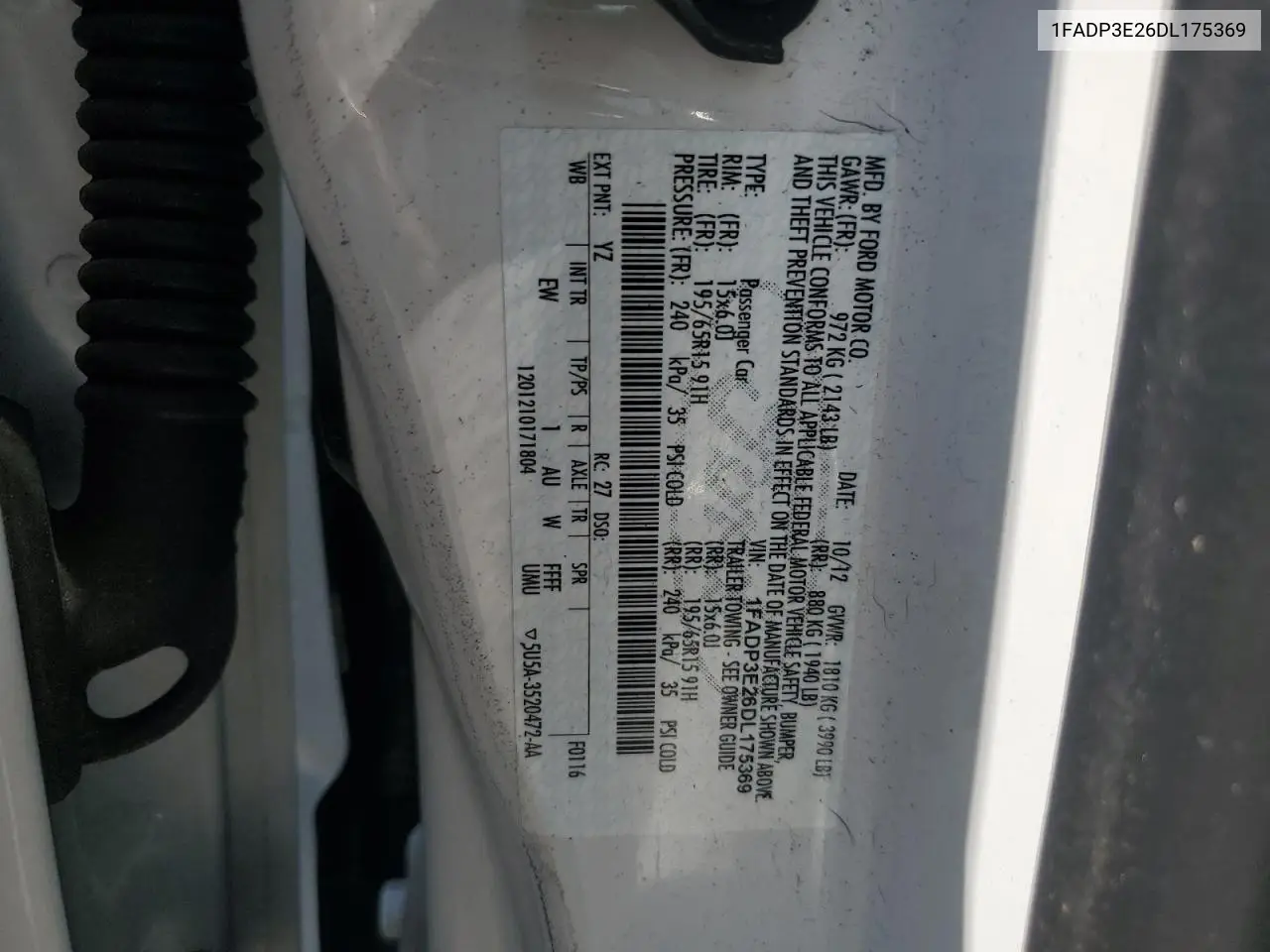2013 Ford Focus S VIN: 1FADP3E26DL175369 Lot: 62231115
