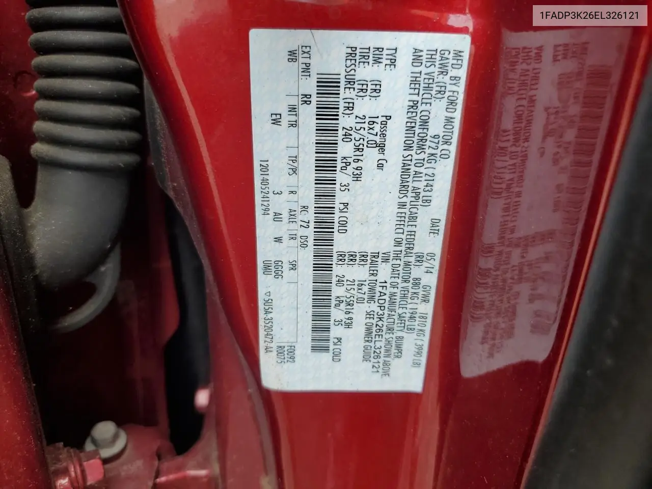 2014 Ford Focus Se VIN: 1FADP3K26EL326121 Lot: 56783685
