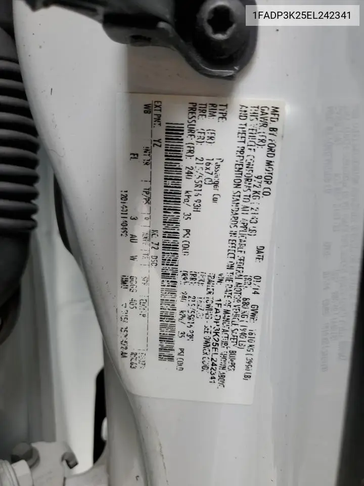 2014 Ford Focus Se VIN: 1FADP3K25EL242341 Lot: 56891575