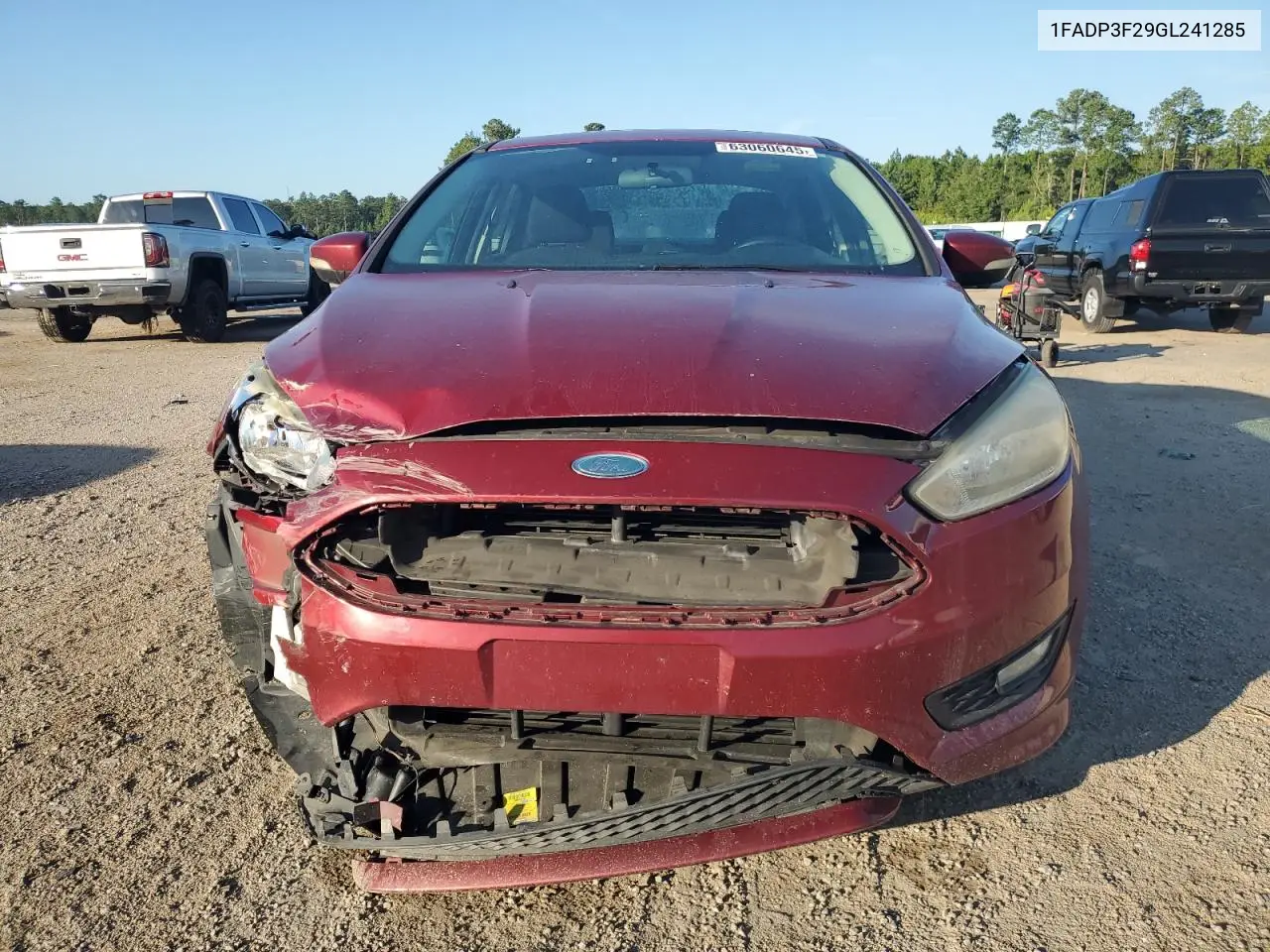 2016 Ford Focus Se VIN: 1FADP3F29GL241285 Lot: 63060645