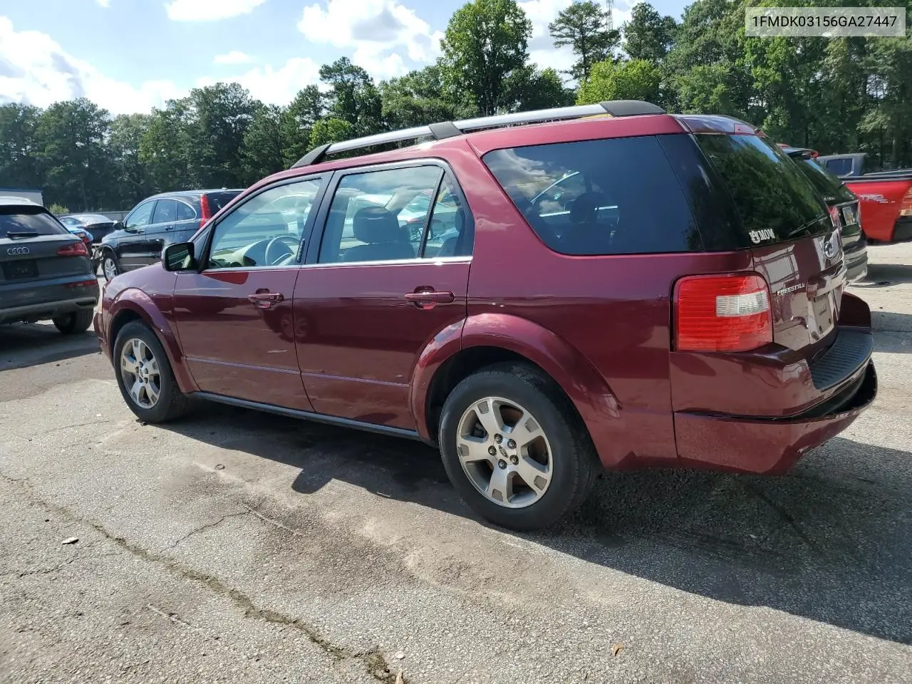 2006 Ford Freestyle Limited VIN: 1FMDK03156GA27447 Lot: 62691105
