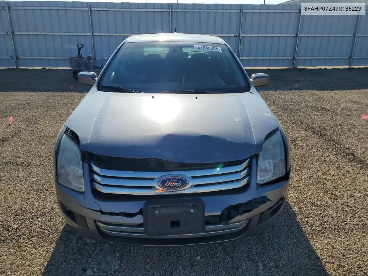 2007 Ford Fusion Se VIN: 3FAHP07Z47R136229 Lot: 57036385