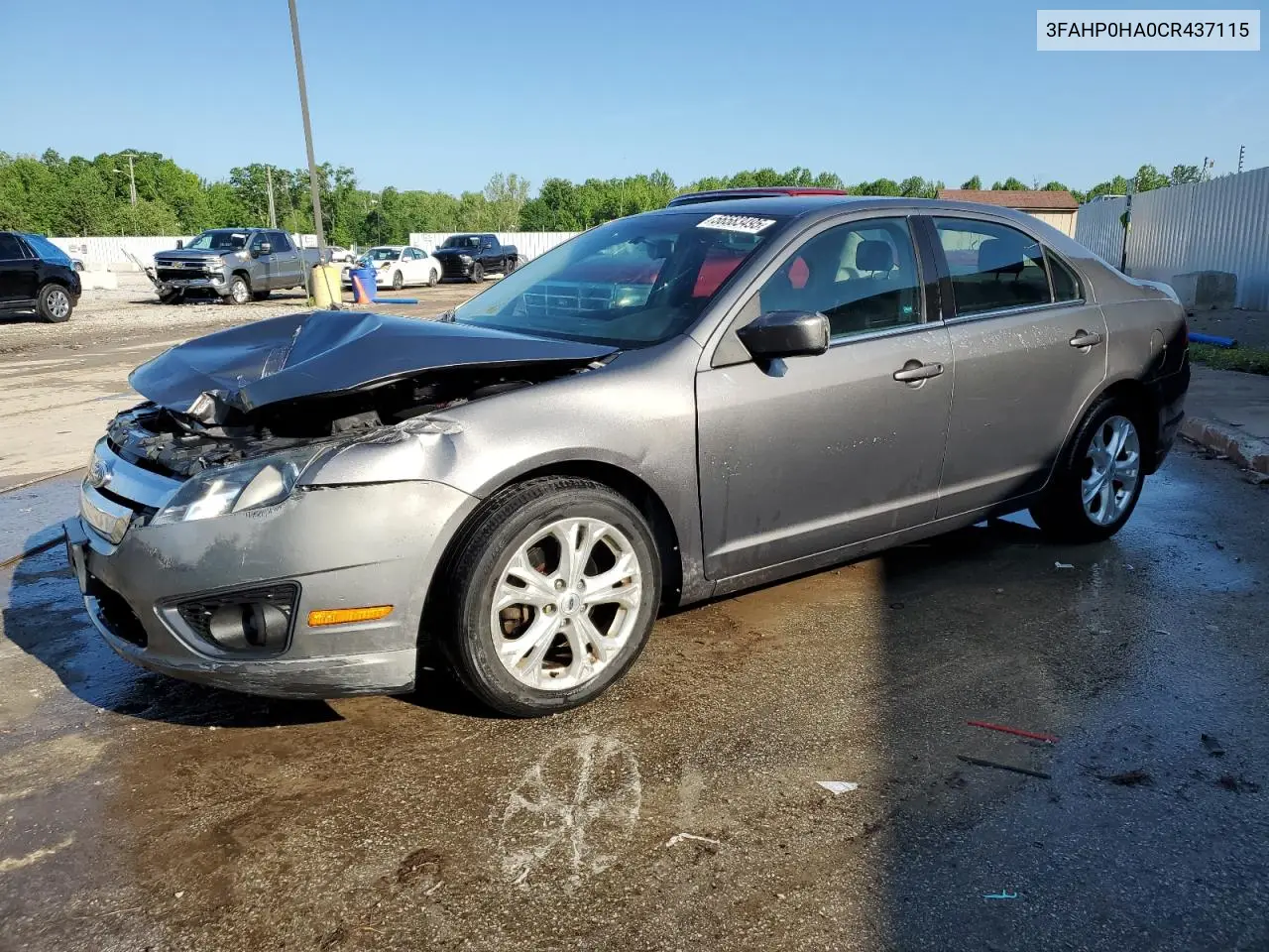 2012 Ford Fusion Se VIN: 3FAHP0HA0CR437115 Lot: 56583495