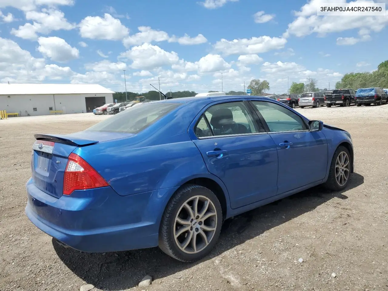 2012 Ford Fusion Sel VIN: 3FAHP0JA4CR247540 Lot: 56639515