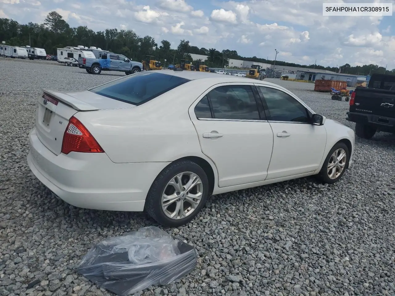 2012 Ford Fusion Se VIN: 3FAHP0HA1CR308915 Lot: 58471655