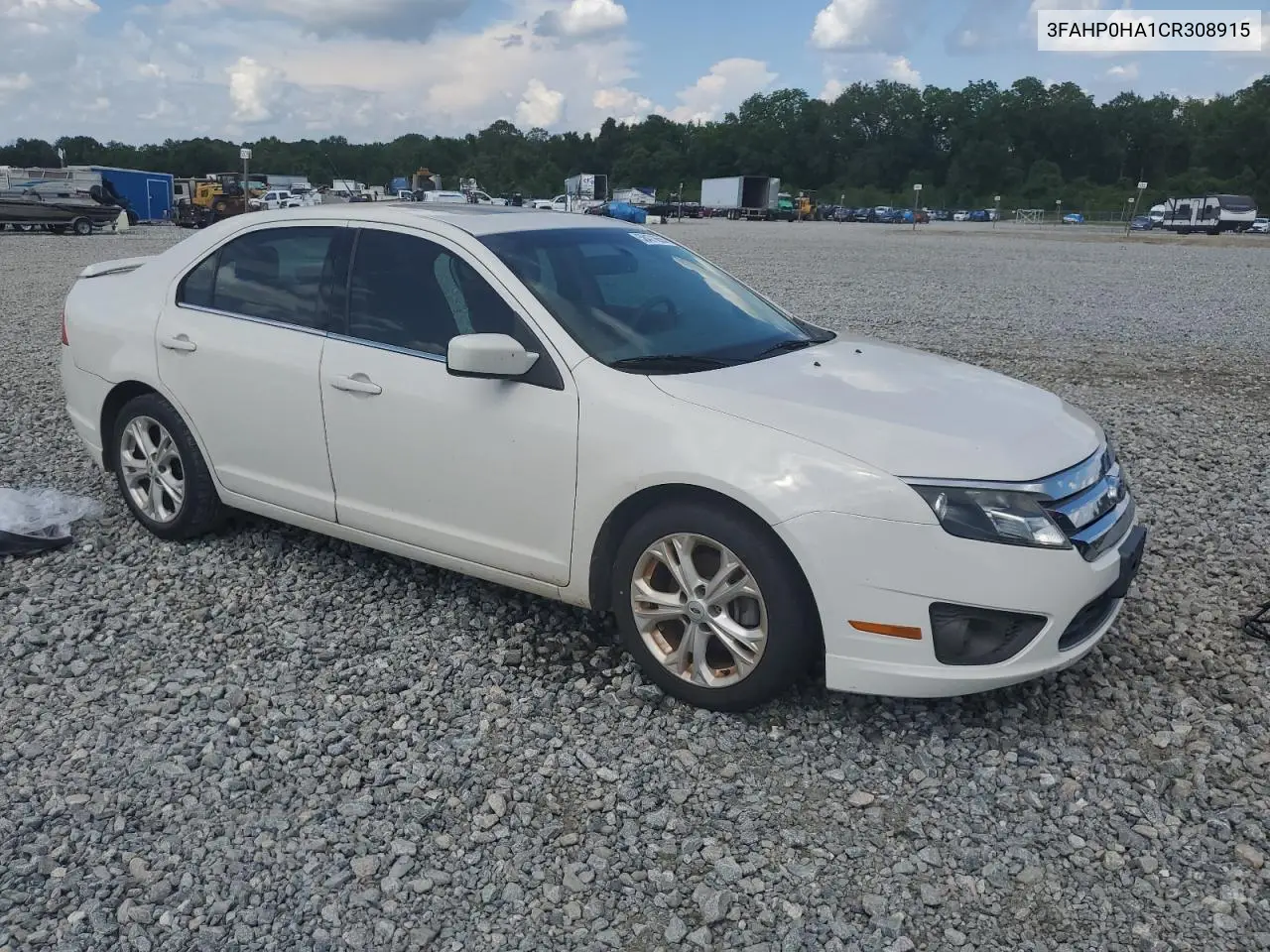 2012 Ford Fusion Se VIN: 3FAHP0HA1CR308915 Lot: 58471655