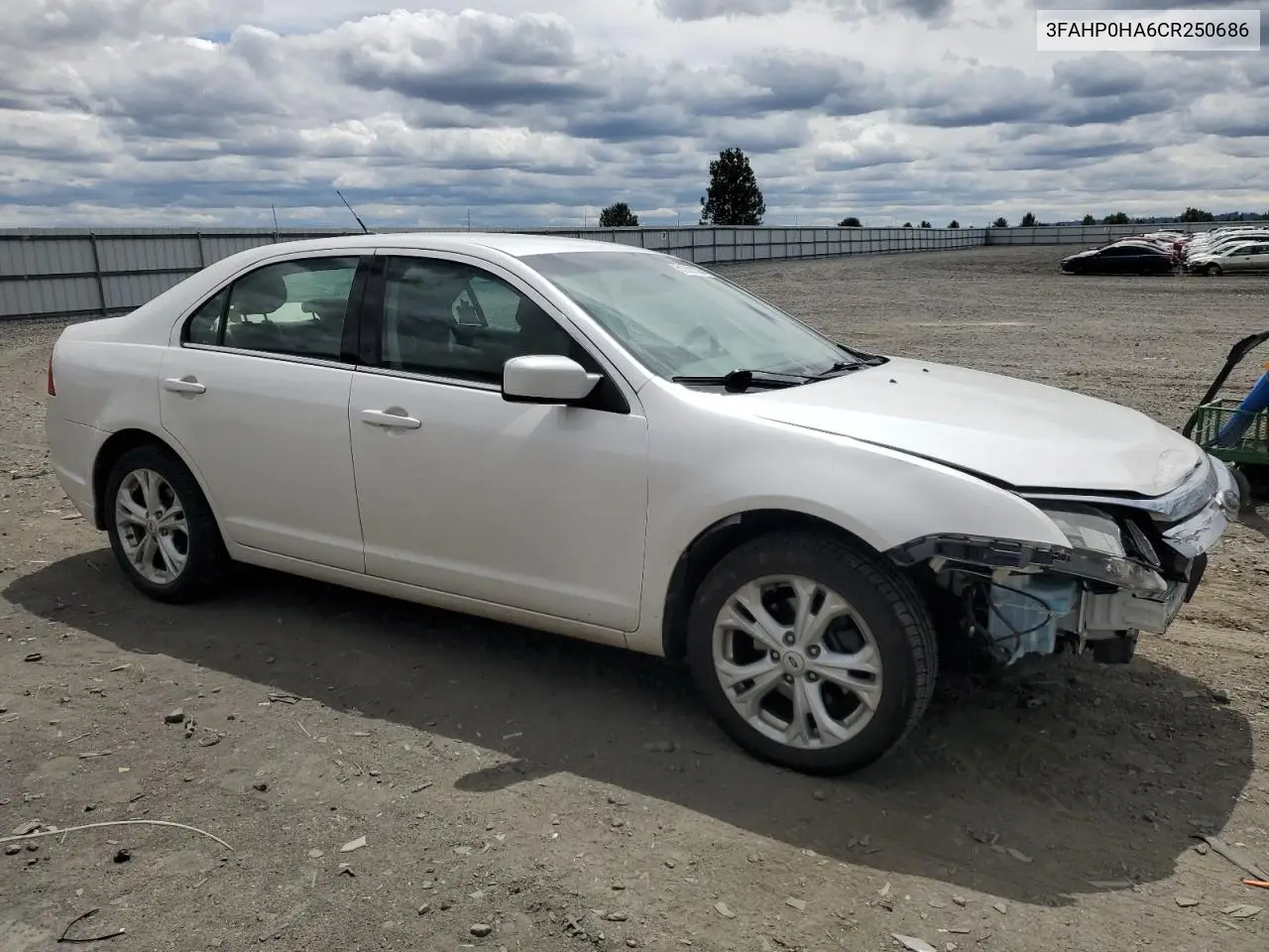 2012 Ford Fusion Se VIN: 3FAHP0HA6CR250686 Lot: 61058135