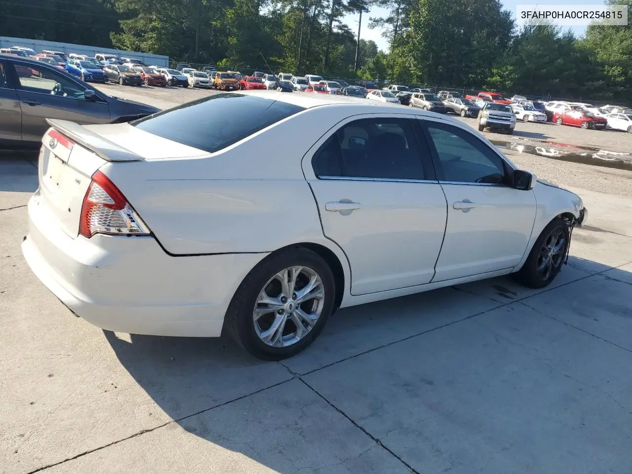 2012 Ford Fusion Se VIN: 3FAHP0HA0CR254815 Lot: 61973405