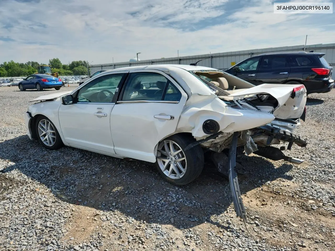 2012 Ford Fusion Sel VIN: 3FAHP0JG0CR196140 Lot: 62500385