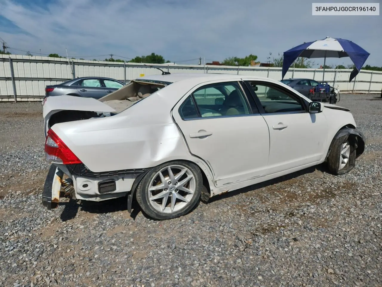 2012 Ford Fusion Sel VIN: 3FAHP0JG0CR196140 Lot: 62500385