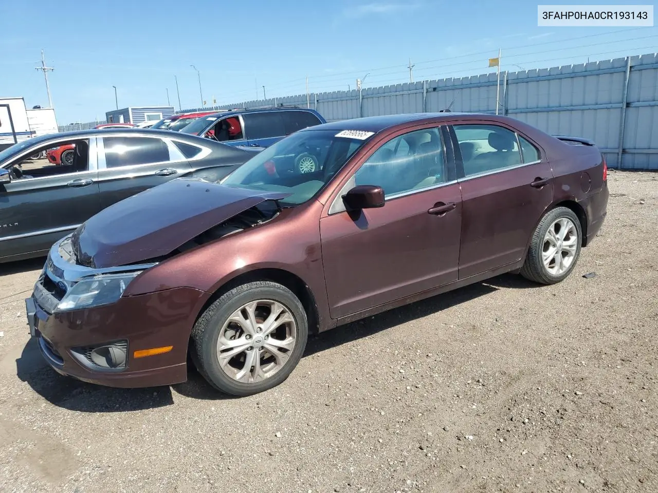 2012 Ford Fusion Se VIN: 3FAHP0HA0CR193143 Lot: 62696565