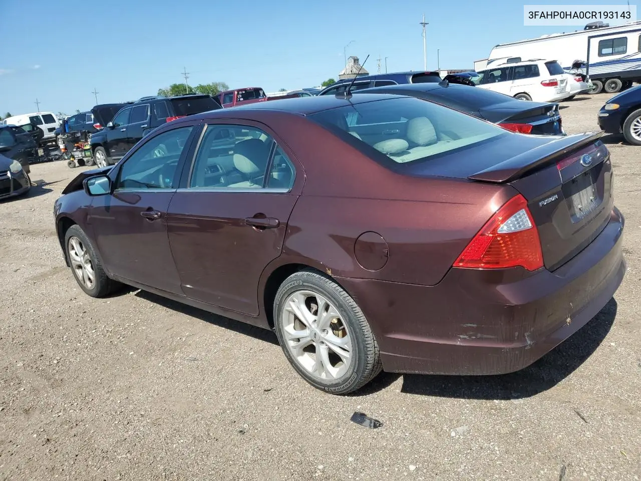 2012 Ford Fusion Se VIN: 3FAHP0HA0CR193143 Lot: 62696565