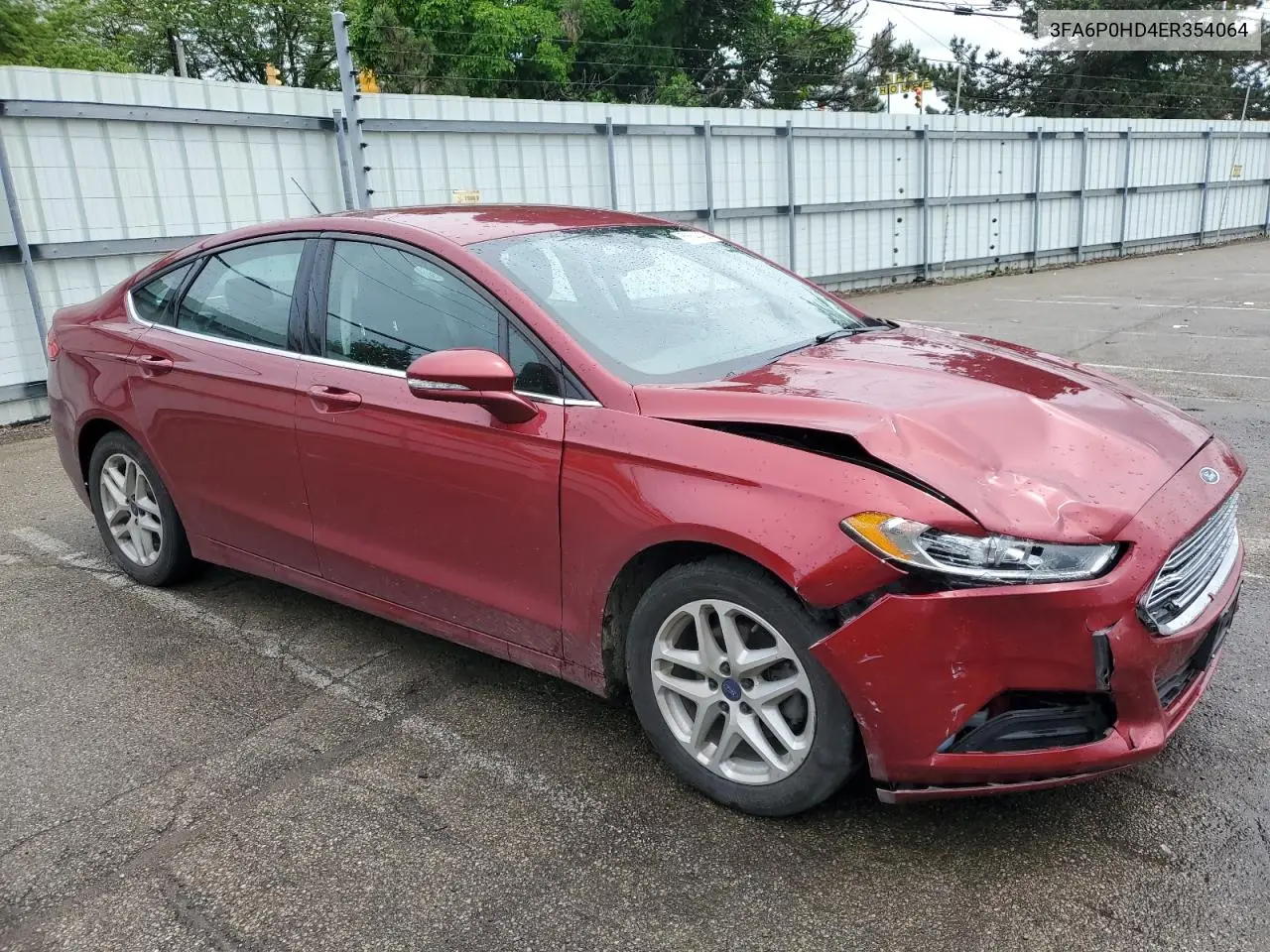 2014 Ford Fusion Se VIN: 3FA6P0HD4ER354064 Lot: 56644405