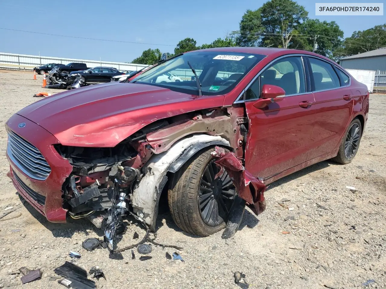 2014 Ford Fusion Se VIN: 3FA6P0HD7ER174240 Lot: 62871135