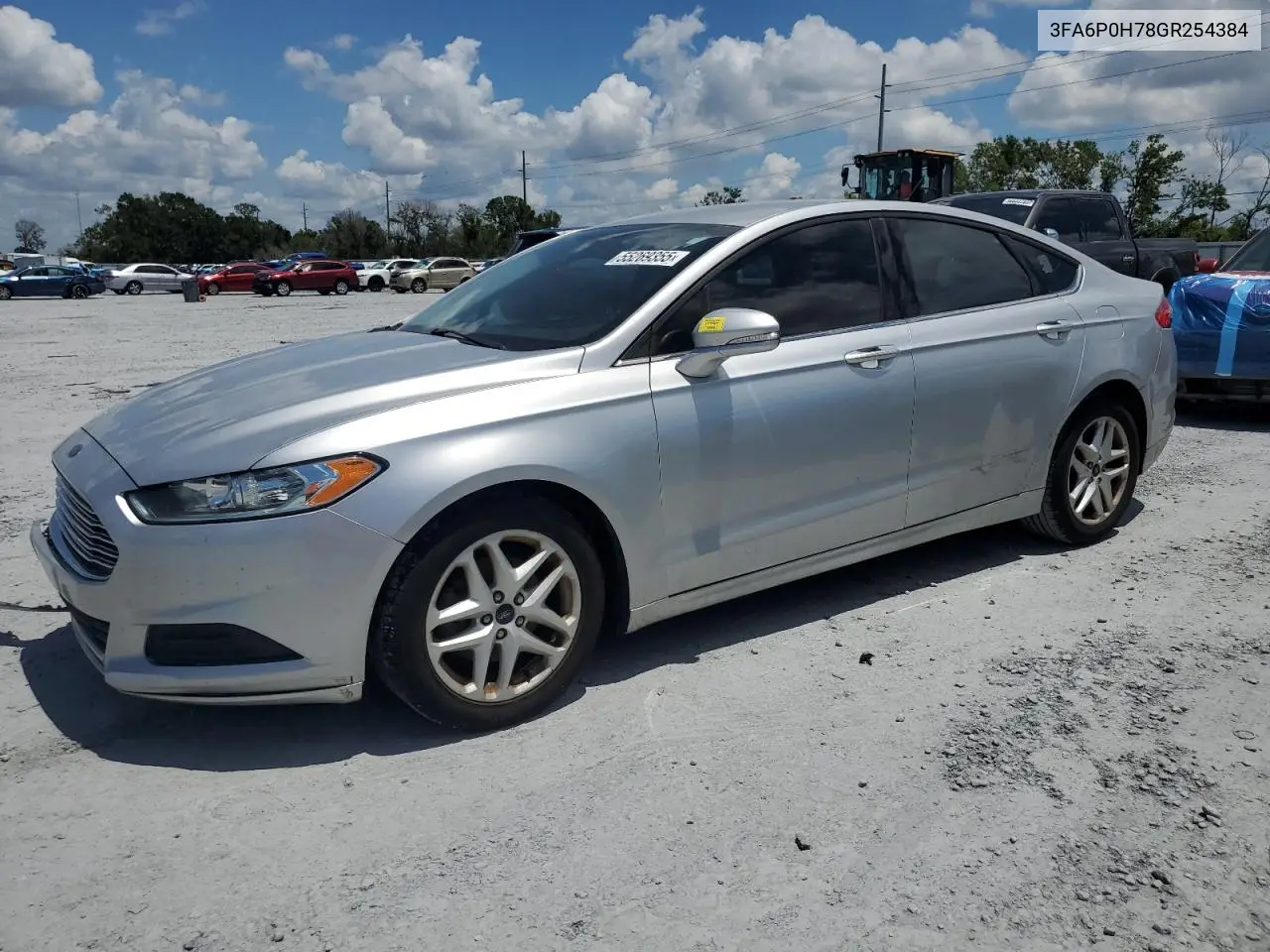 2016 Ford Fusion Se VIN: 3FA6P0H78GR254384 Lot: 55269355